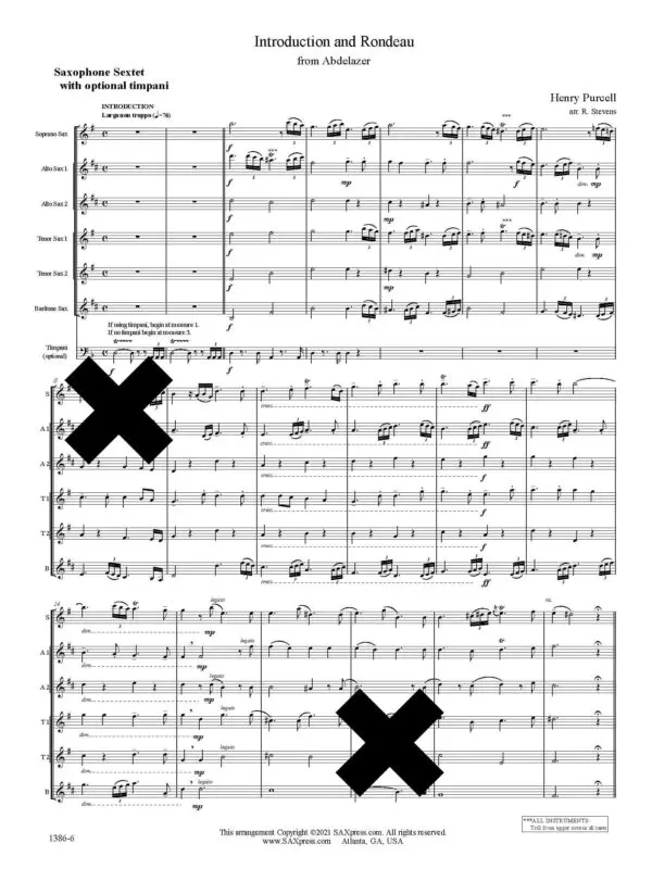 Introduction and Rondeau from Abdelazer | Purcell | Sax Sextet