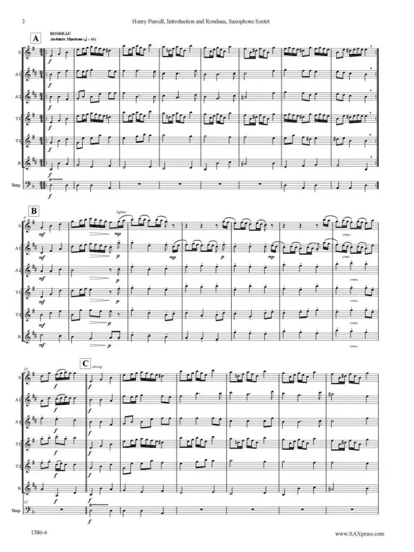 Introduction and Rondeau from Abdelazer | Purcell | Sax Sextet