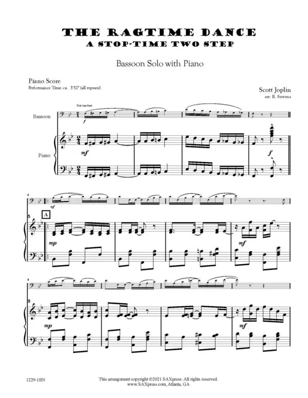 The Ragtime Dance Bassoon SOLO with piano_Page_03 The Ragtime Dance | Bassoon Solo