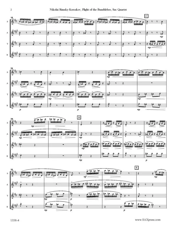 SAMPLE 1338-4 RIMSKY KORSAKOV Flight of the Bumblebee SAX QUARTET -00- SCORE_Page_06 Flight of the Bumblebee | Sax Quartet
