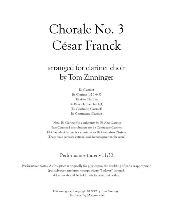 FRANCK - 1380-9CL - Chorale No 3 - CLARINET CHOIR_Page_03 Chorale No. 3 | César Franck | Clarinet Choir