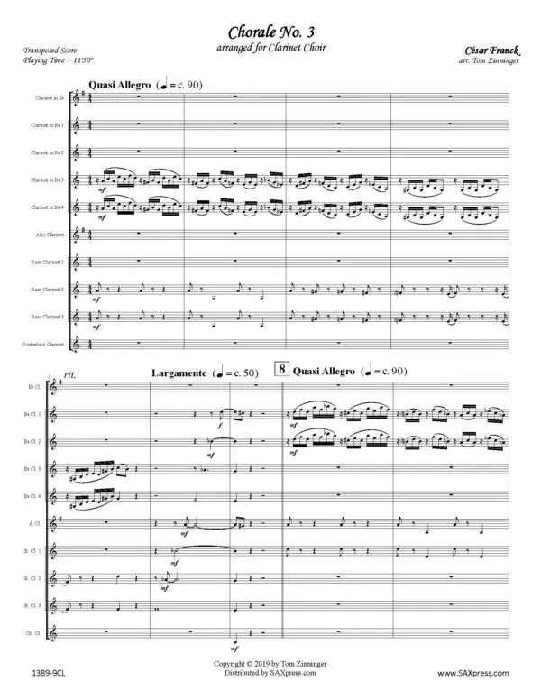 FRANCK - 1380-9CL - Chorale No 3 - CLARINET CHOIR_Page_05 Chorale No. 3 | César Franck | Clarinet Choir