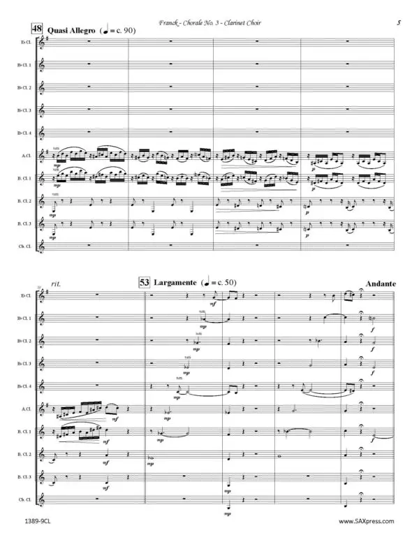 FRANCK - 1380-9CL - Chorale No 3 - CLARINET CHOIR_Page_09 Chorale No. 3 | César Franck | Clarinet Choir