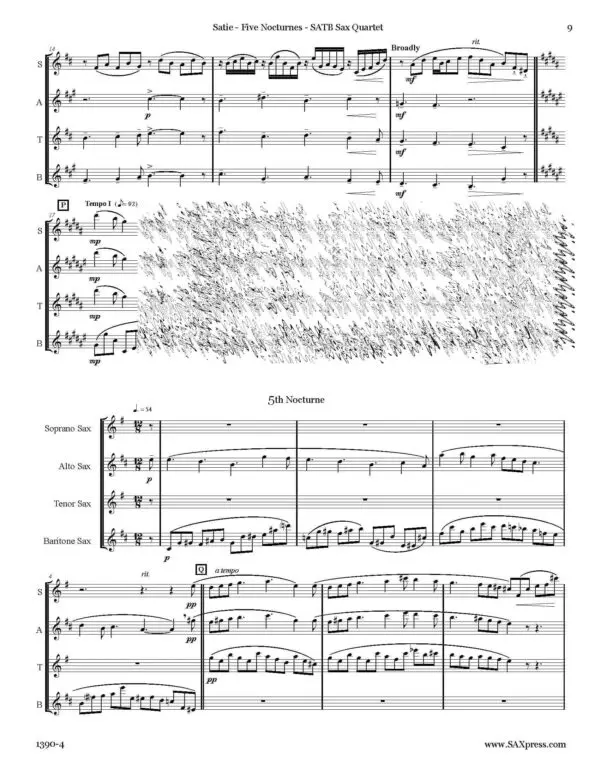 1390-4-SATIE Five Nocturnes SAMPLE 05 Five Nocturnes | SATB Sax Quartet