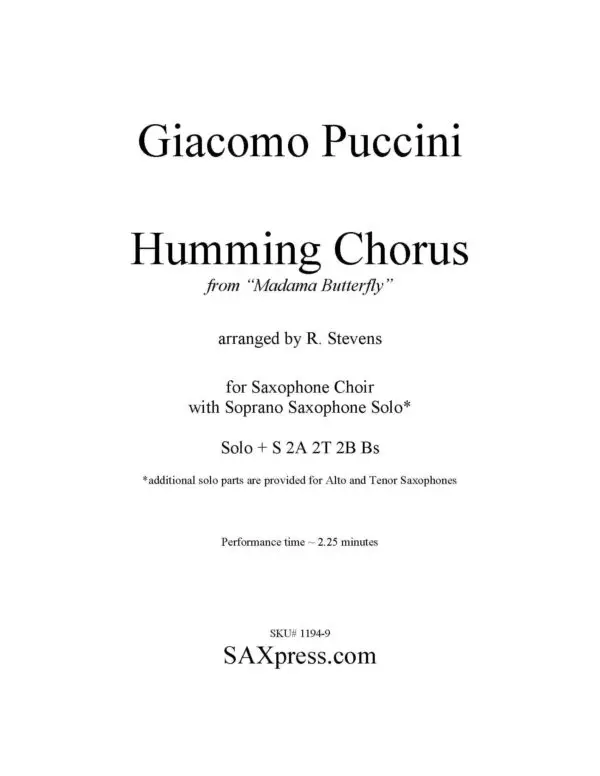 1194-9 PUCCINI Humming Chorus from Madama Butterfly -00- SCORE_Page_03 Humming Chorus from Madama Butterfly