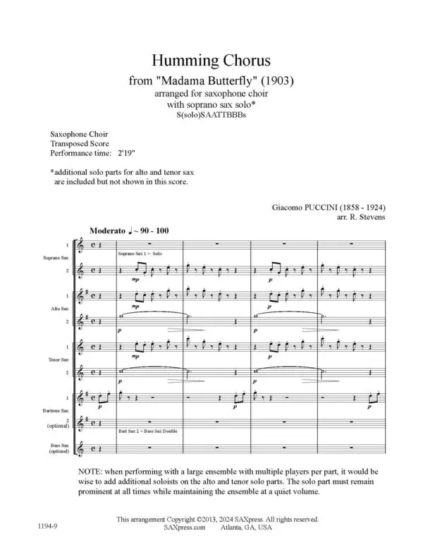 1194-9 PUCCINI Humming Chorus from Madama Butterfly -00- SCORE_Page_05 Humming Chorus from Madama Butterfly
