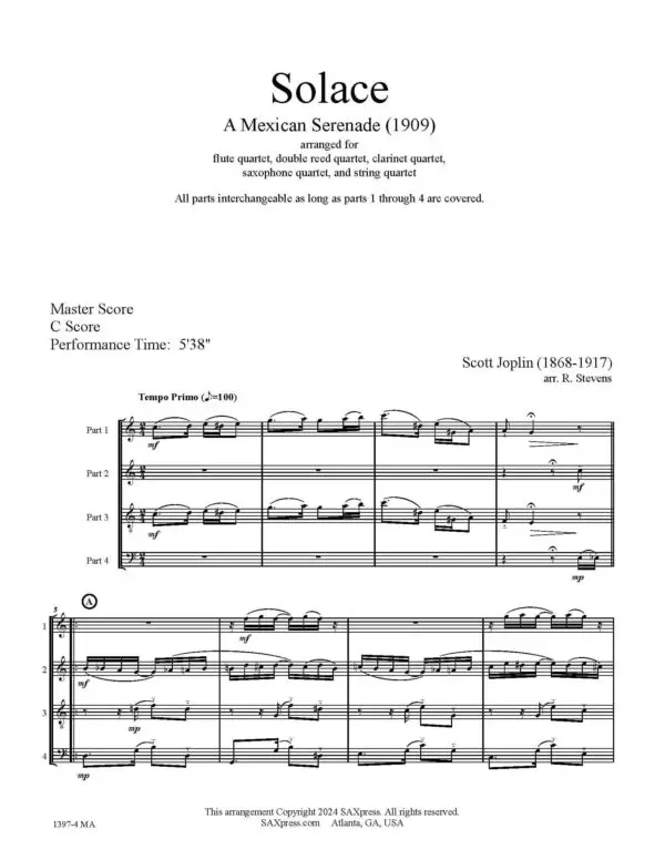 1397-4 JOPLIN Solace -00- C Score_Page_05 Solace - A Mexican Serenade - Flexible Ensemble