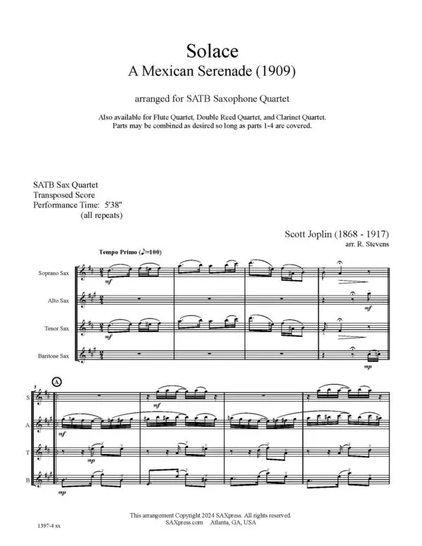 1397-4 JOPLIN Solace_Page_05 Solace - A Mexican Serenade - Saxophone Quartet