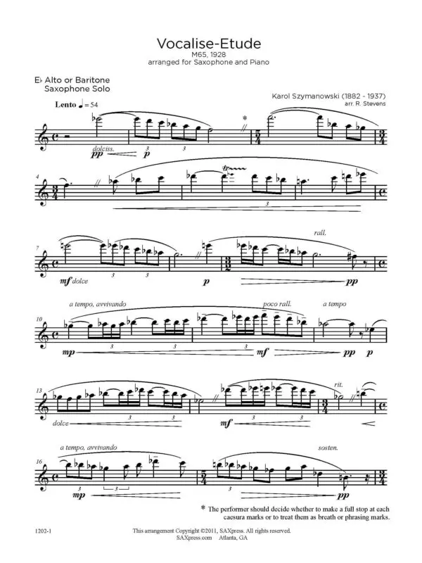 Vocalise Etude (Szymanowski)