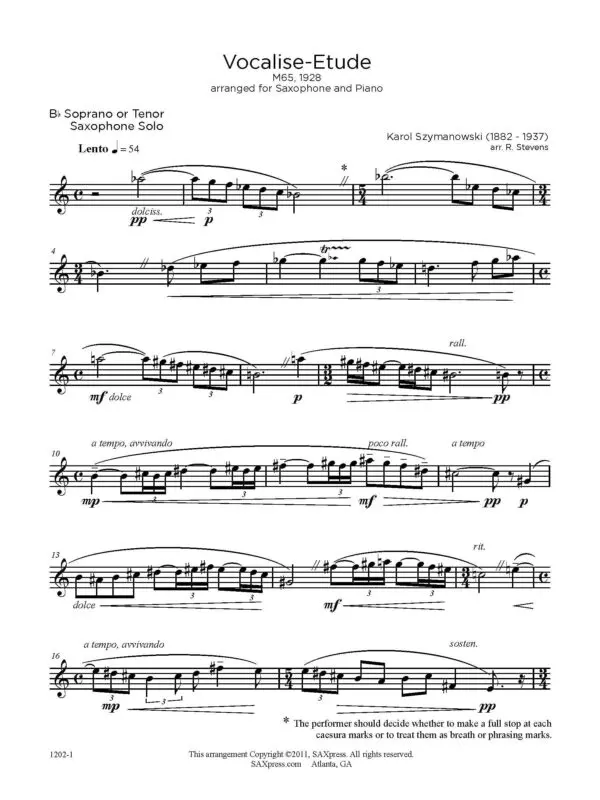 Vocalise Etude (Szymanowski)