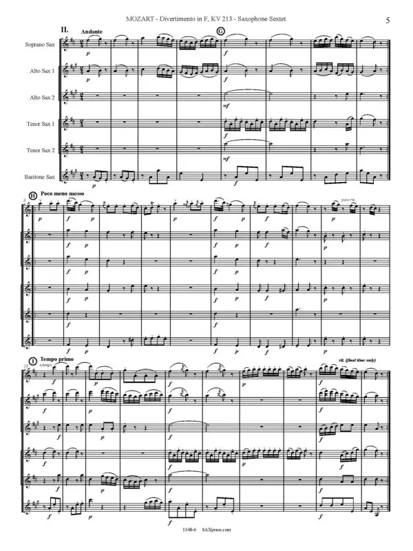 1348-6 MOZART - Divertimento in F K213 - Page _Page_09 Divertimento in F major, K 213 | Mozart | Sax Sextet