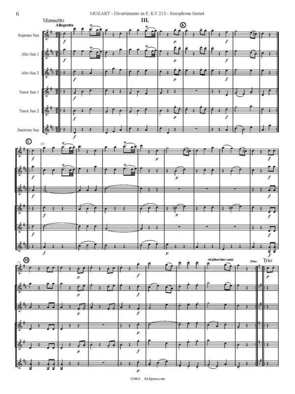 1348-6 MOZART - Divertimento in F K213 - Page _Page_10 Divertimento in F major, K 213 | Mozart | Sax Sextet
