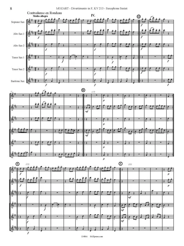 1348-6 MOZART - Divertimento in F K213 - Page _Page_12 Divertimento in F major, K 213 | Mozart | Sax Sextet