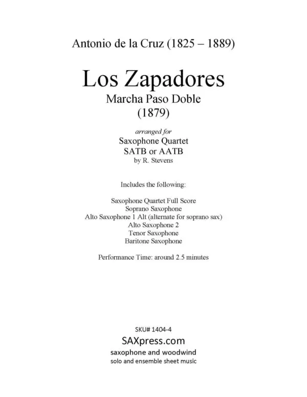 1404-4 - de la CRUZ - Los Zapadores Paso Doble - 00 - SCORE - sax quartet_Page_03 Los Zapadores | Marcha Paso Doble | Saxophone Quartet