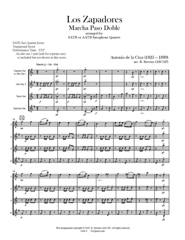 1404-4 - de la CRUZ - Los Zapadores Paso Doble - 00 - SCORE - sax quartet_Page_05 Los Zapadores | Marcha Paso Doble | Saxophone Quartet