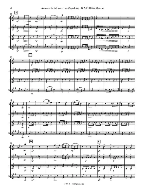 1404-4 - de la CRUZ - Los Zapadores Paso Doble - 00 - SCORE - sax quartet_Page_06 Los Zapadores | Marcha Paso Doble | Saxophone Quartet