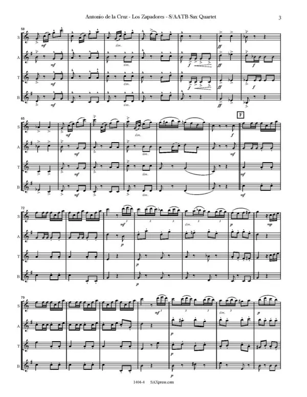 1404-4 - de la CRUZ - Los Zapadores Paso Doble - 00 - SCORE - sax quartet_Page_07 Los Zapadores | Marcha Paso Doble | Saxophone Quartet