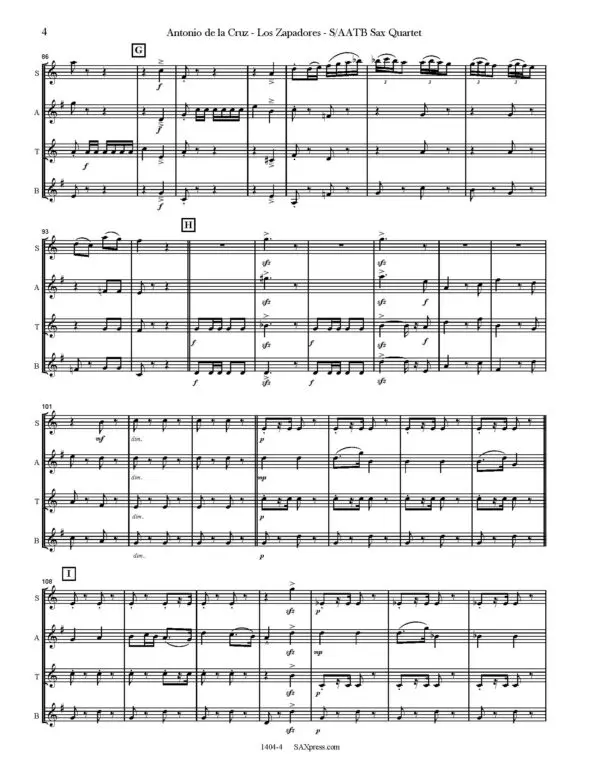1404-4 - de la CRUZ - Los Zapadores Paso Doble - 00 - SCORE - sax quartet_Page_08 Los Zapadores | Marcha Paso Doble | Saxophone Quartet