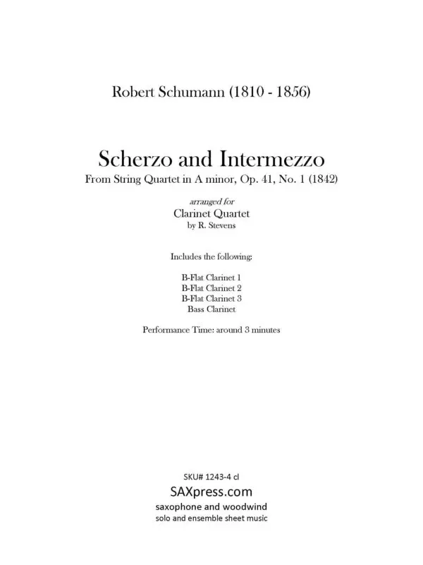 1243-4cl SCHUMANN R - Scherzo and Intermezzo - CLAR QUARTET_Page_03 Scherzo and Intermezzo | Clarinet Quartet