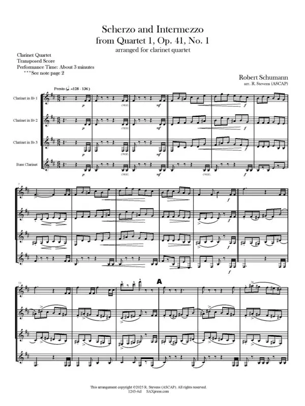 1243-4cl SCHUMANN R - Scherzo and Intermezzo - CLAR QUARTET_Page_05 Scherzo and Intermezzo | Clarinet Quartet