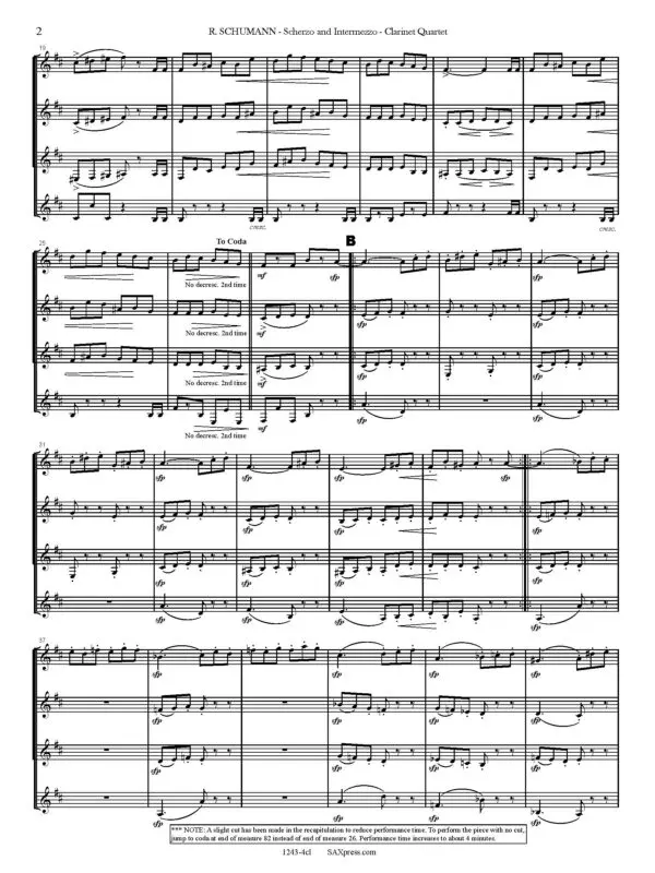 1243-4cl SCHUMANN R - Scherzo and Intermezzo - CLAR QUARTET_Page_06 Scherzo and Intermezzo | Clarinet Quartet