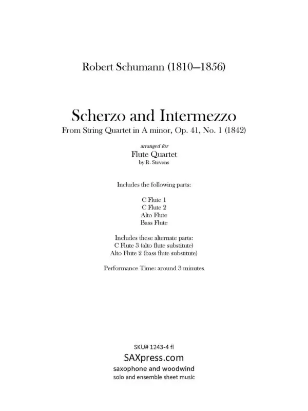 1243-4fl SCHUMANN R - Scherzo and Intermezzo - FLUTE QUARTET_Page_03 Scherzo and Intermezzo | Flute Quartet