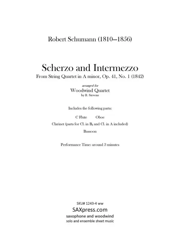 1243-4ww SCHUMANN R - Scherzo and Intermezzo - WW QUARTET_Page_03 Scherzo and Intermezzo | Woodwind Quartet
