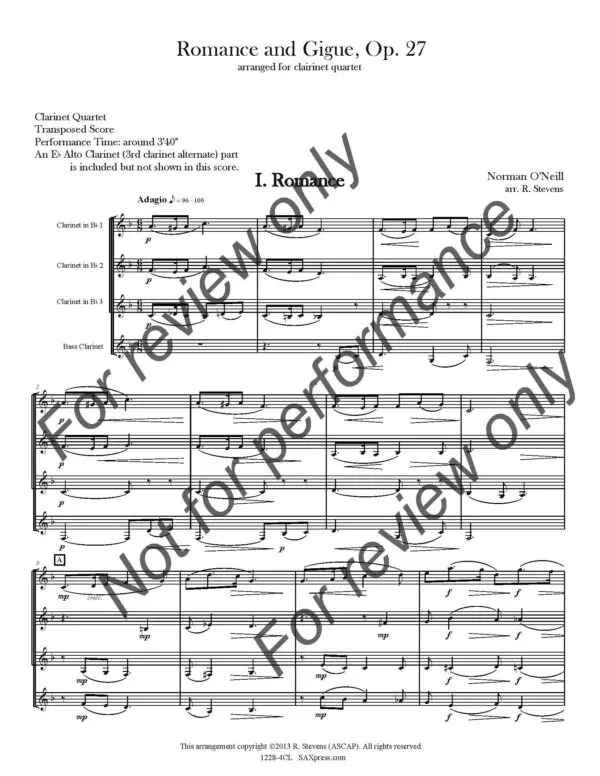 1228-4CL - O'NEILL - Romance and Gigue - SAMPLE -_Page_04 Romance and Gigue | Clarinet Quartet