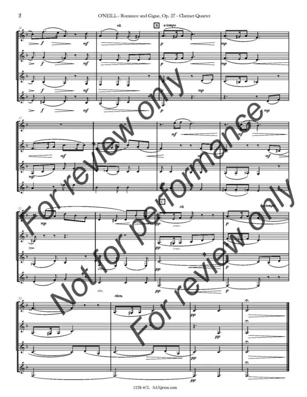 1228-4CL - O'NEILL - Romance and Gigue - SAMPLE -_Page_05 Romance and Gigue | Clarinet Quartet