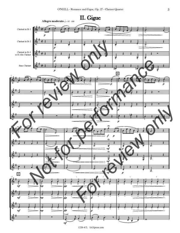 1228-4CL - O'NEILL - Romance and Gigue - SAMPLE -_Page_06 Romance and Gigue | Clarinet Quartet