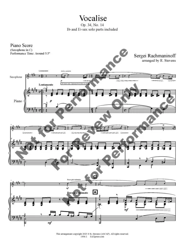 Vocalise Saxophone Solo