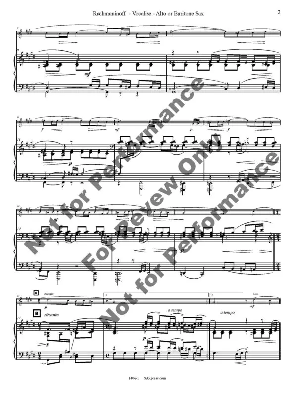 Vocalise Saxophone Solo