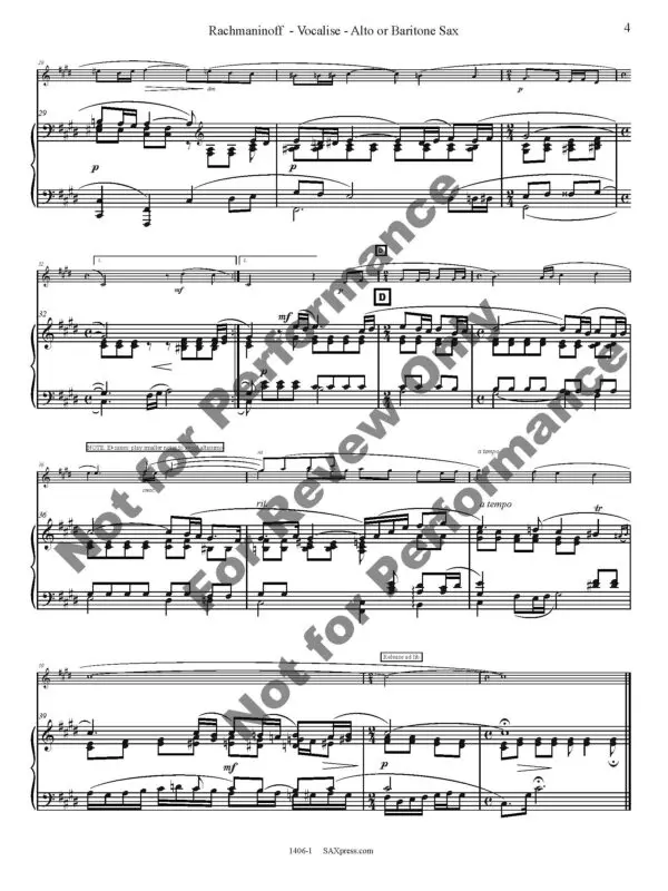 Vocalise Saxophone Solo