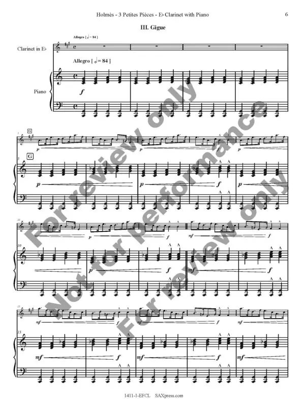 1411-1-EFCL - HOLMES - Trois Petites Pieces - sample_Page_09 Three Little Pieces | E flat Clarinet