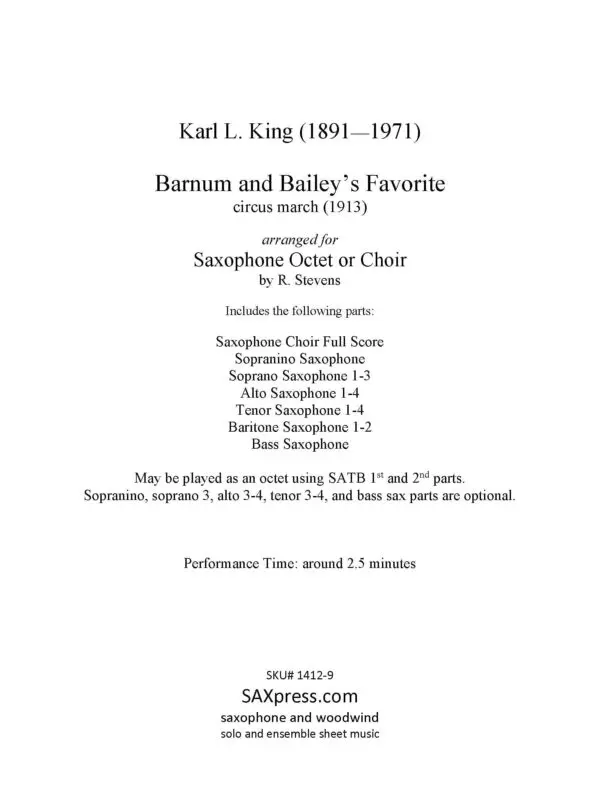 1412-9 - KING - Barnum and Baileys Favorite - Sax Choir - sample_Page_02 Barnum and Bailey's Favorite