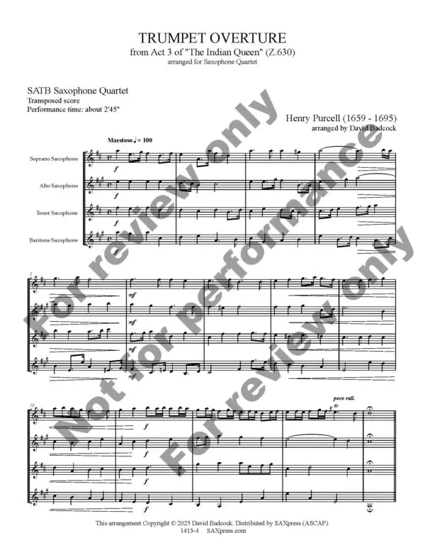 Trumpet Overture | Sax Quartet