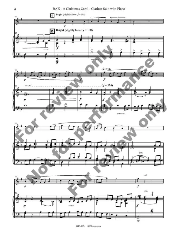 1415-1CL - BAX - A Christmas Carol - 00 - SCORE - Cl Solo w. Piano_Page_08 A Christmas Carol | Clarinet Solo