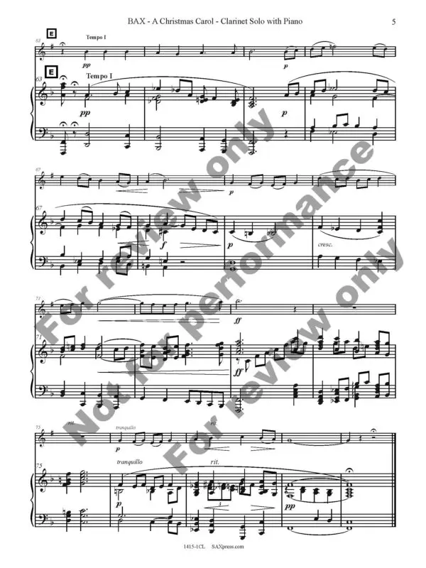 1415-1CL - BAX - A Christmas Carol - 00 - SCORE - Cl Solo w. Piano_Page_09 A Christmas Carol | Clarinet Solo
