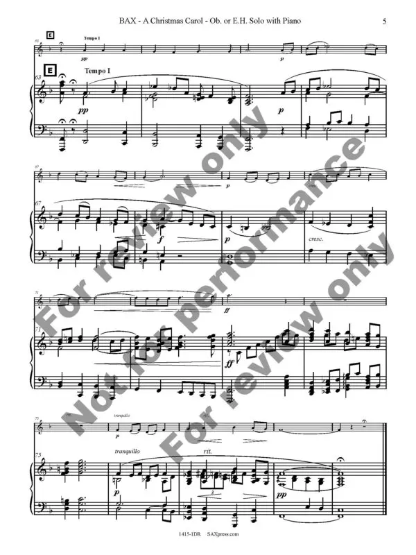 A Christmas Carol | Oboe or English Horn Solo