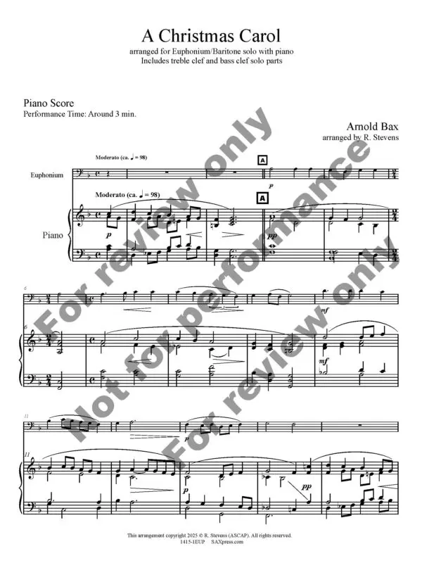A Christmas Carol | Euphonium or Baritone Solo