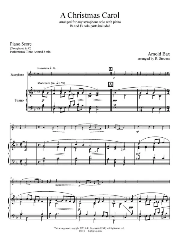 A Christmas Carol | Any Sax Solo