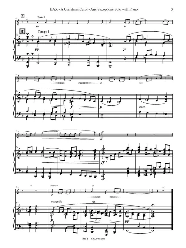 A Christmas Carol | Any Sax Solo