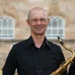 Portrait of David Badcock, arranger for saxophone quartet of Trumpet Overture from Indian Queen by Henry Purcell