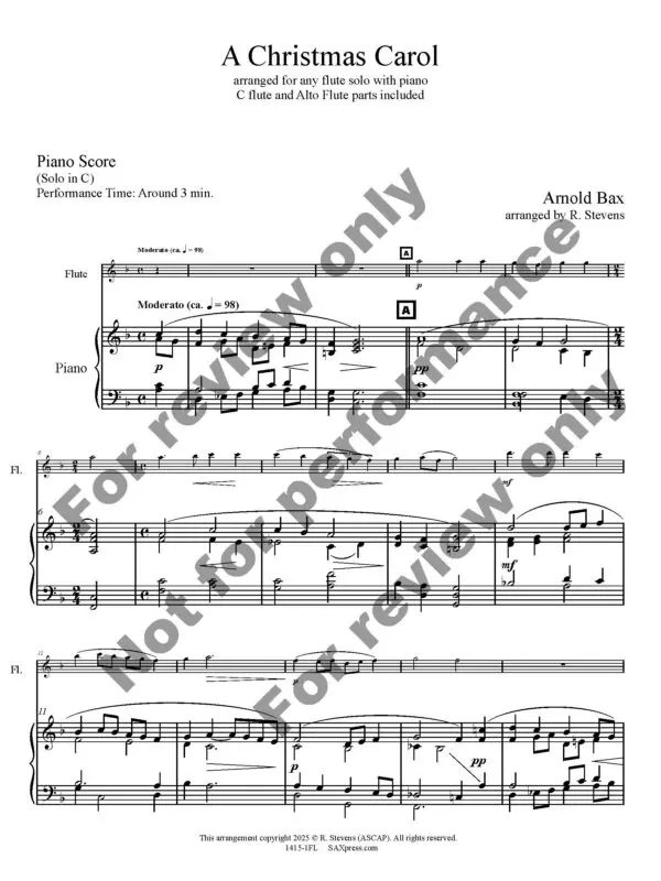 A Christmas Carol | Flute or Alto Flute Solo