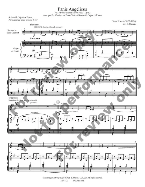 Panis Angelicus | Clarinet or Bass Clarinet Solo